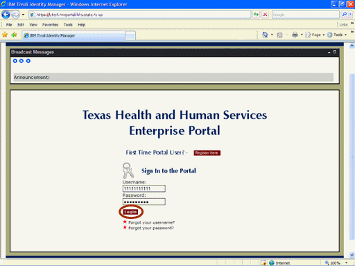 Screenshot of Portal Logon page